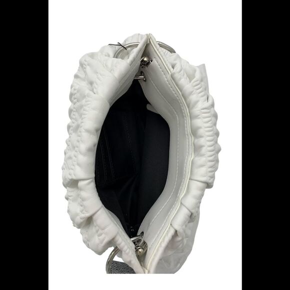 House of Want HOW We Chill Faux Leather Framed Clutch White Shirring